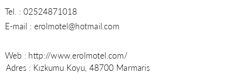 Erol Motel Kzkumu telefon numaralar, faks, e-mail, posta adresi ve iletiim bilgileri